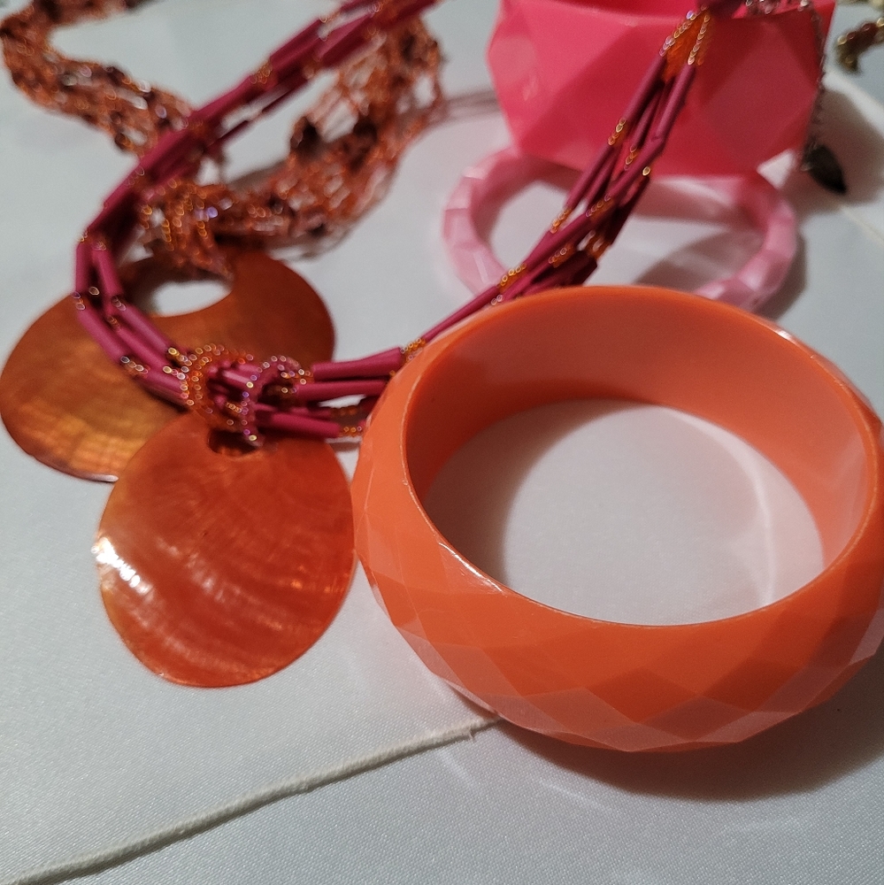 Orange and Pink jewelry lot